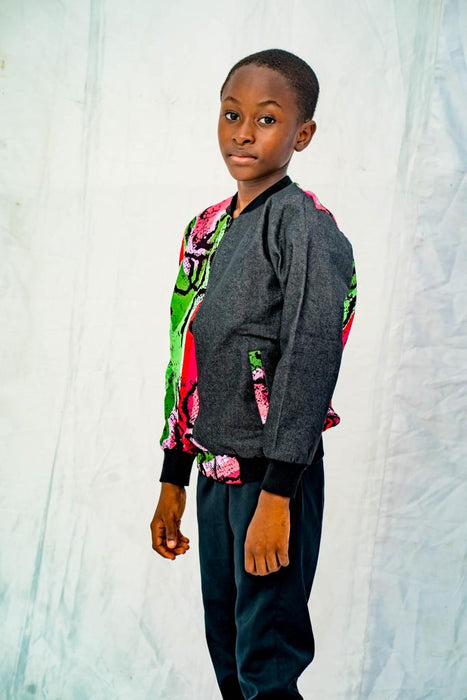 Azriella Bomber Jacket - Denim Block